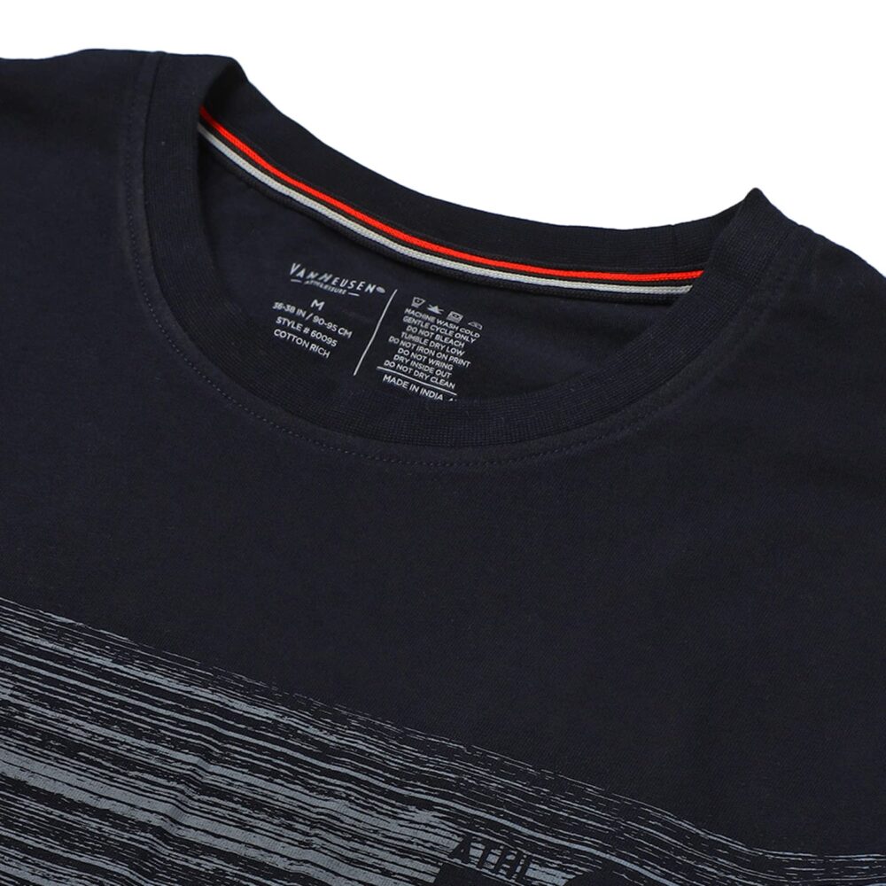 Van Heusen Cotton Men's Athleisure Crew Neck Regular Fit T-Shirt - Long Sleeve, Printed_60095_Black_M - Image 6