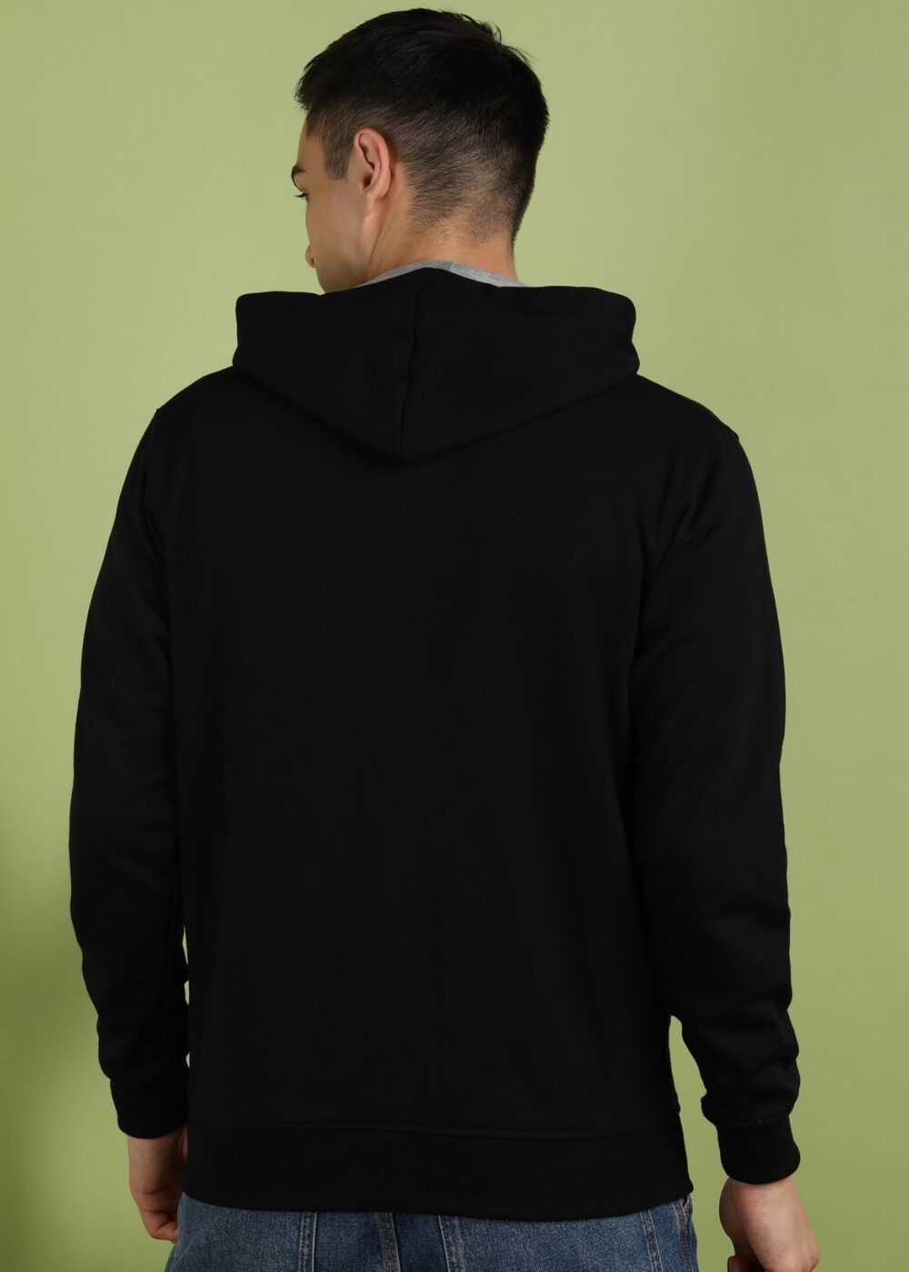 Alan Jones Clothing Men’s Solid Zipper Hooded Sweatshirt | Ribbed Hem, Lined Hood, Side Pockets, Durable Zip | Sizes S to 5XL | Multiple Colors Black - Image 6
