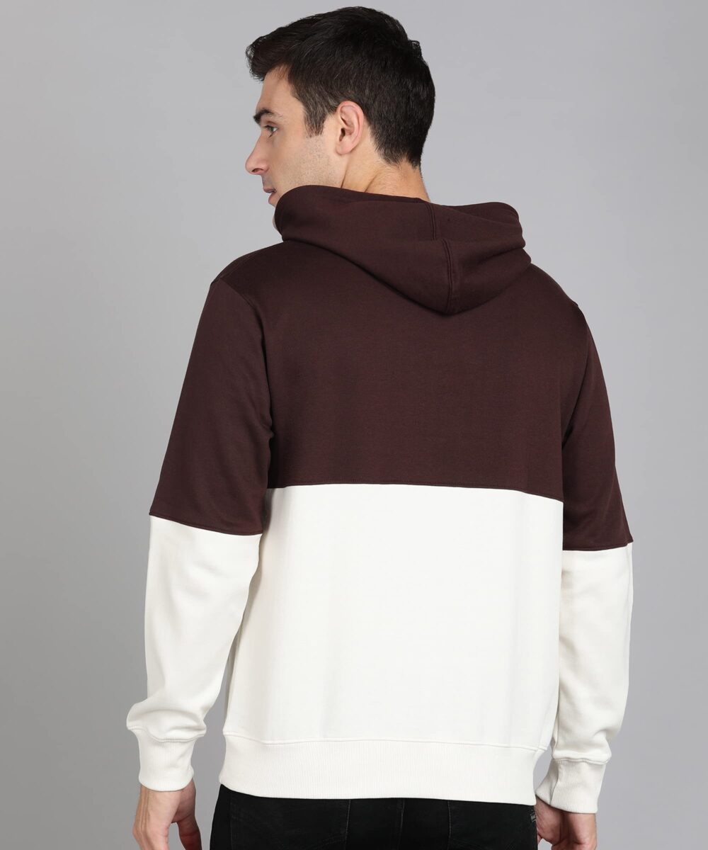 Alan Jones Clothing Men's Colorblock Cotton Regular Fit Hooded Sweatshirt (Brown_M) - Image 5