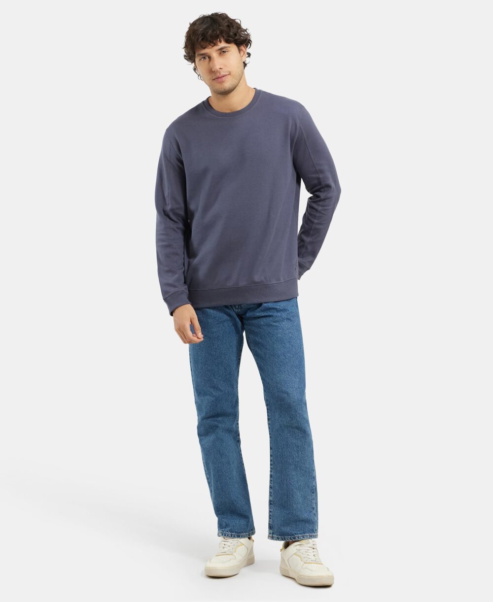 Jockey AM48 Men's Super Combed Cotton Rich Pique Sweatshirt with Ribbed Cuffs_Odyssey Grey_L - Image 2