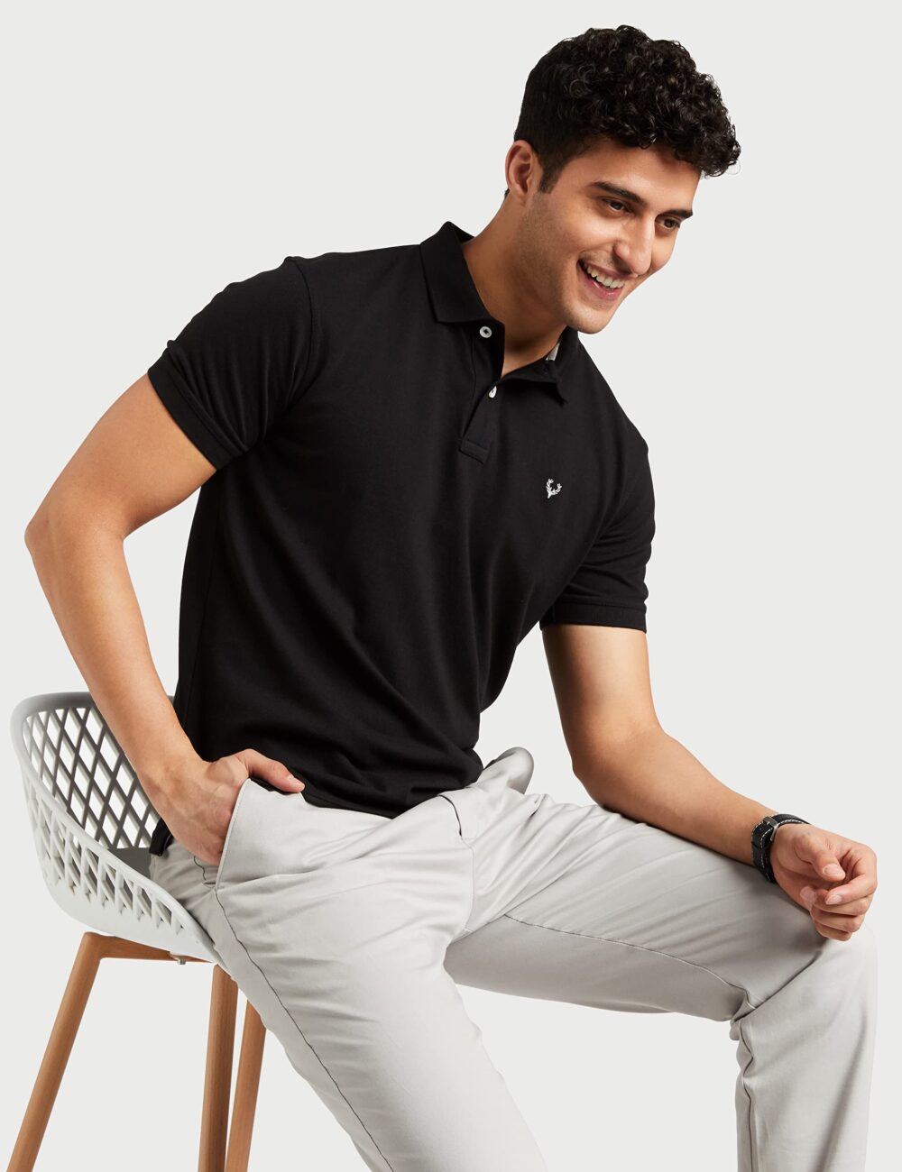 Allen Solly Men's Plain Regular Fit Cotton Polo (AMKP317G04249_Jet Black_Medium) - Image 7