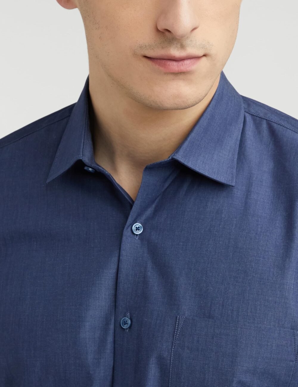 Van Heusen Men's Cotton Solid Slim Fit Formal Shirt (Vhsfrslbj74217_Navy 42) - Image 4