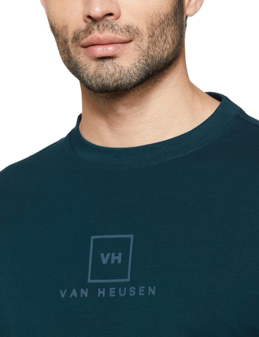 Van Heusen Men's Modern Fit T-Shirt (VDKCEDSF533140_Teal - Image 3