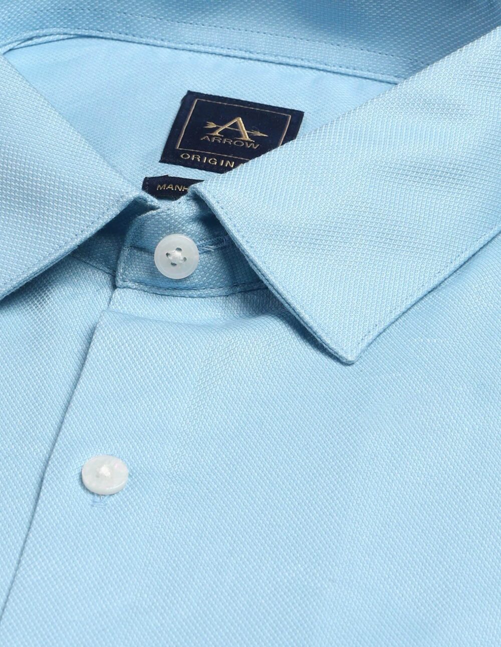 Arrow Men's Solid Full Sleeve Slim Fit Cutaway Collar Cotton Formal Shirt (ARCBOSH0005_Light Blue_40) - Image 2