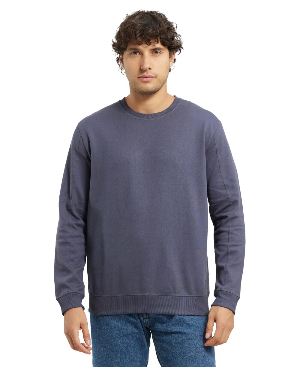 Jockey AM48 Men's Super Combed Cotton Rich Pique Sweatshirt with Ribbed Cuffs_Odyssey Grey_L