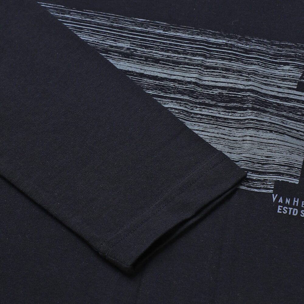 Van Heusen Cotton Men's Athleisure Crew Neck Regular Fit T-Shirt - Long Sleeve, Printed_60095_Black_M - Image 5