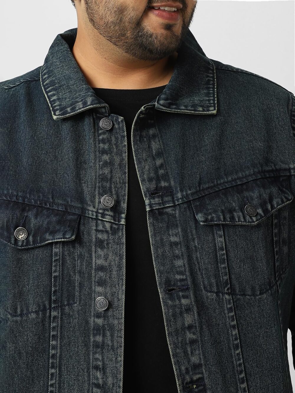 Urbano Plus Men's Dark Blue Regular Fit Washed Full Sleeve Denim Jacket (plusjaktp-denimvint-dblue-4xl) - Image 2