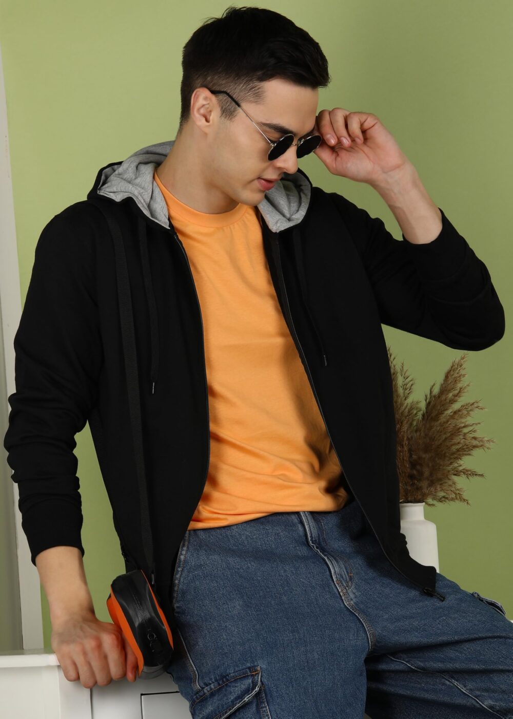 Alan Jones Clothing Men’s Solid Zipper Hooded Sweatshirt | Ribbed Hem, Lined Hood, Side Pockets, Durable Zip | Sizes S to 5XL | Multiple Colors Black - Image 5