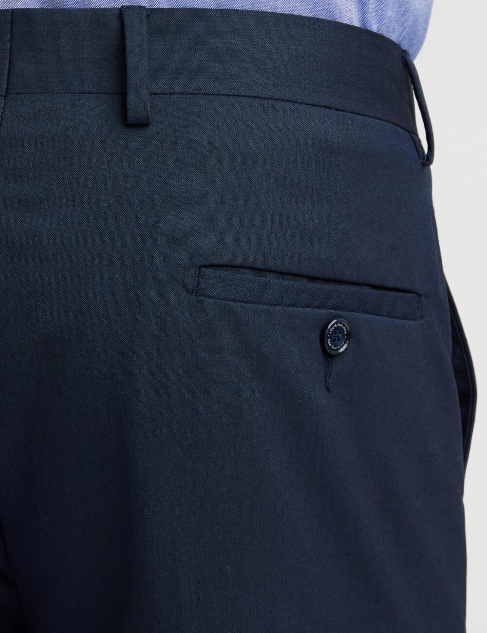 Louis Philippe Men's Regular Mid Rise Pants (LPTFMRGBG61879_Navy, 36) - Image 3