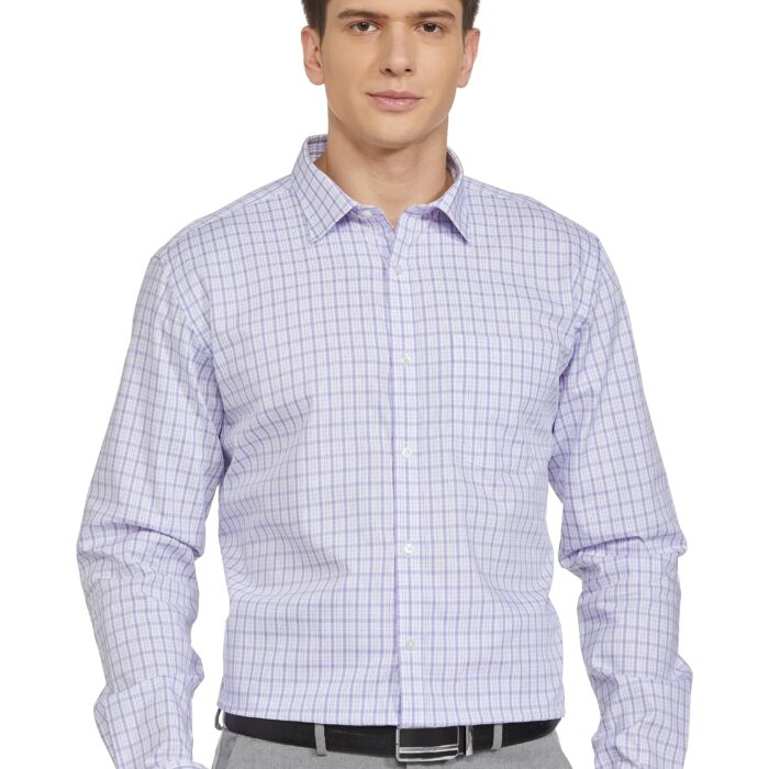 Park Avenue Men's Cotton Checkered Slim Fit Shirt (PMSX17119-V5_Medium Purple 44)