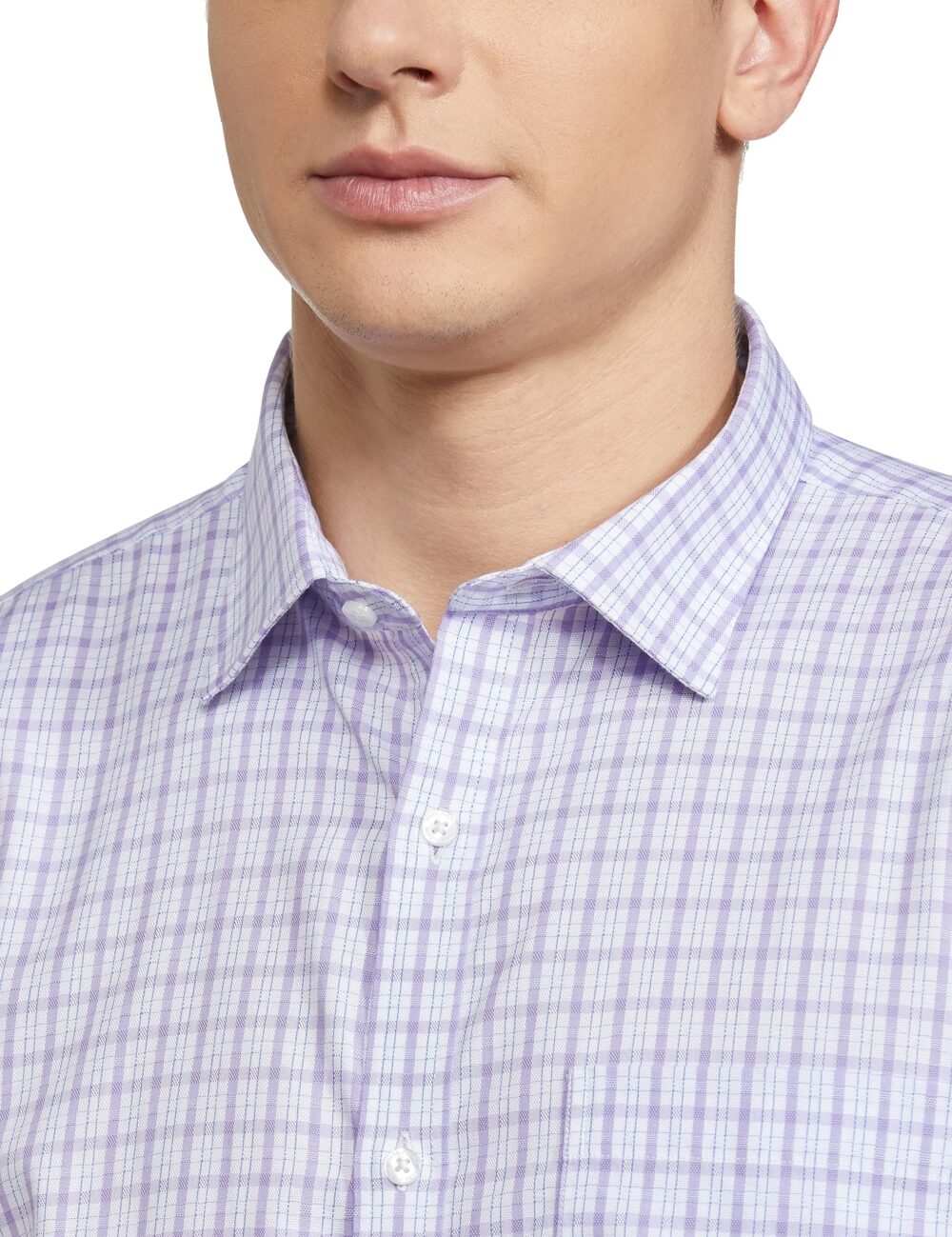 Park Avenue Cotton Men's Checkered Slim Fit Shirt (PMSX17119-V5_Medium Purple 42) - Image 3
