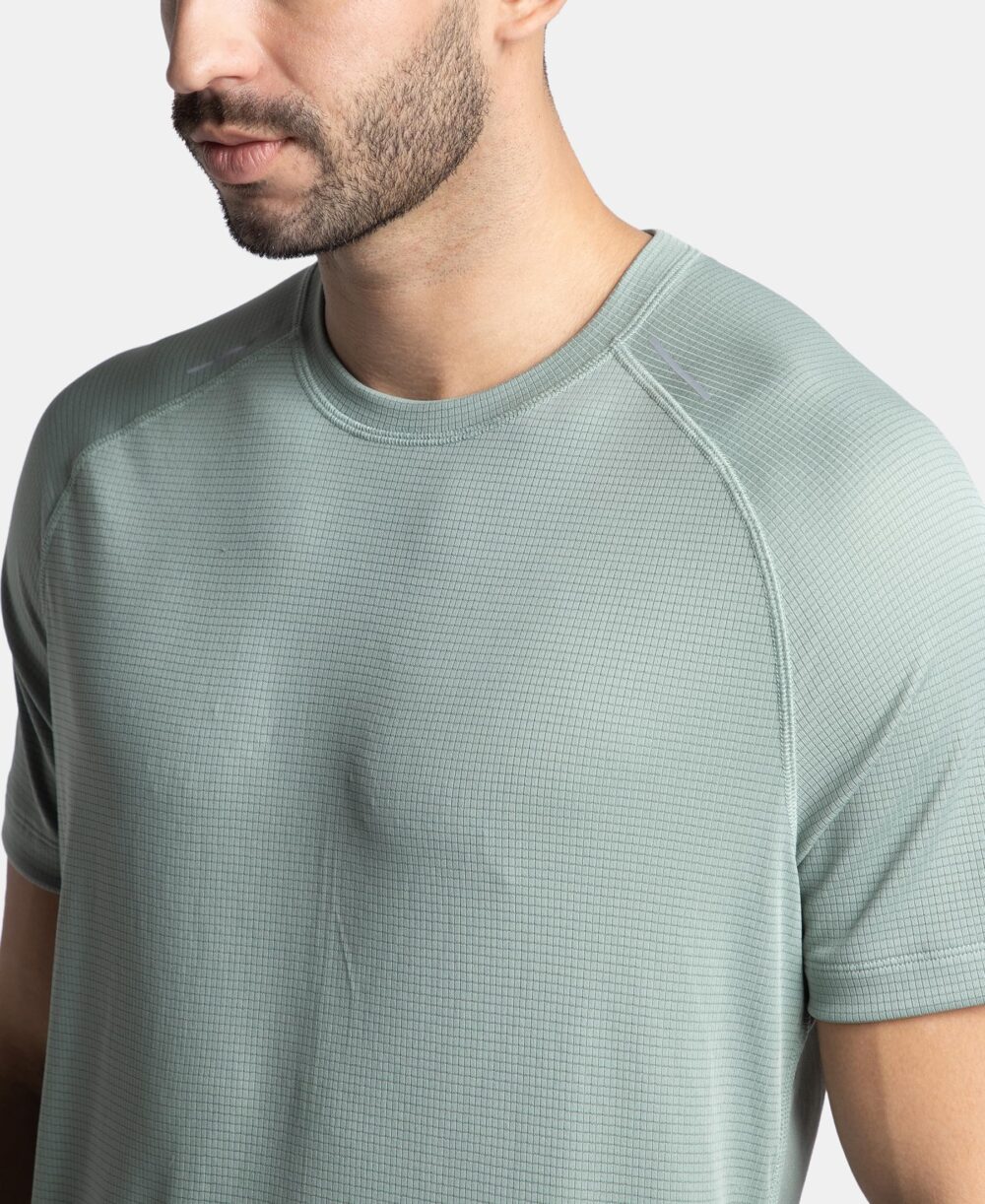 Jockey MV16 Mens Lightweight Microfiber Solid Round Neck Half Sleeve T-Shirt with Breathable Mesh_Iceberg Green_L - Image 4