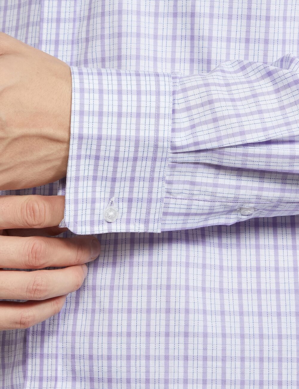 Park Avenue Cotton Men's Checkered Slim Fit Shirt (PMSX17119-V5_Medium Purple 42) - Image 2