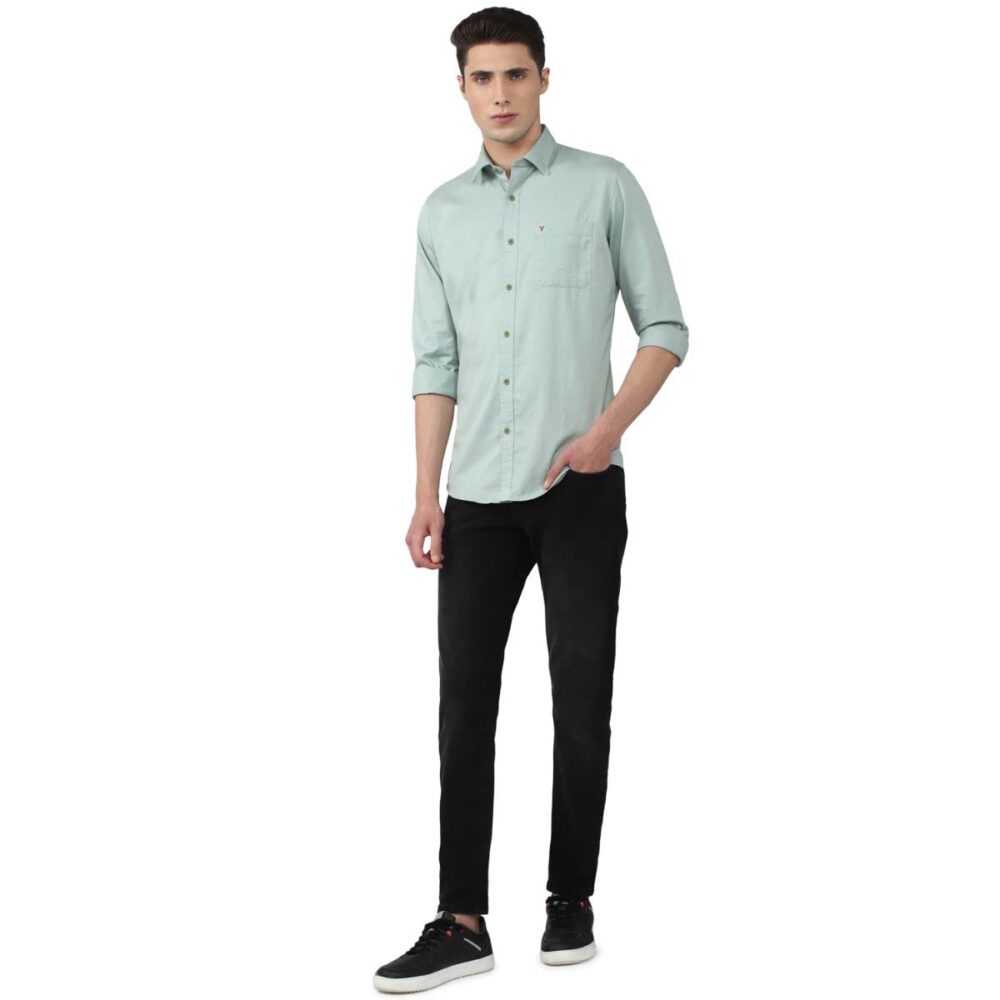 Van Heusen Sport Men's Slim Fit Shirt (VSSFWSLBH54779_Light Green 44) - Image 3