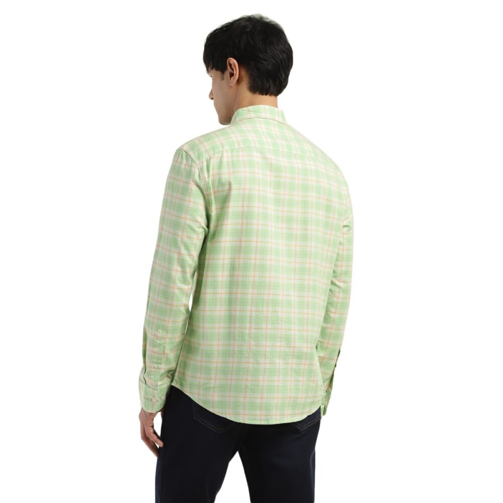 Levi's Men's Cotton Spread Collar Slim Fit Checked Shirts Light Green, Medium - Image 5