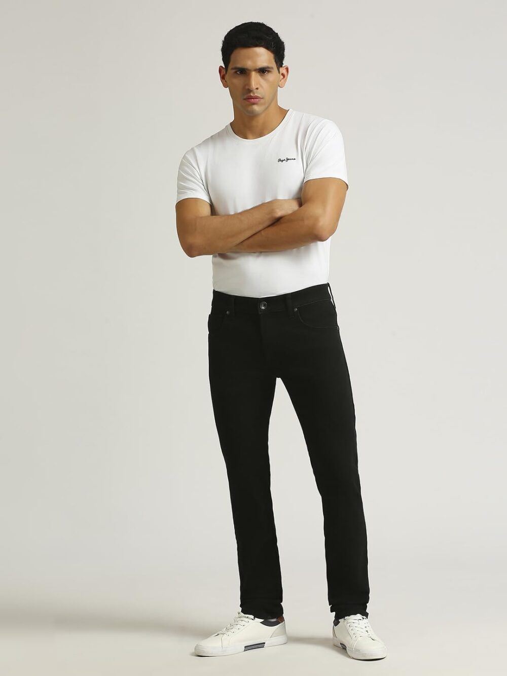 Pepe Jeans Men's Slim Mid Rise Jeans (PM207715S913_Jet Black, 36 - Image 6