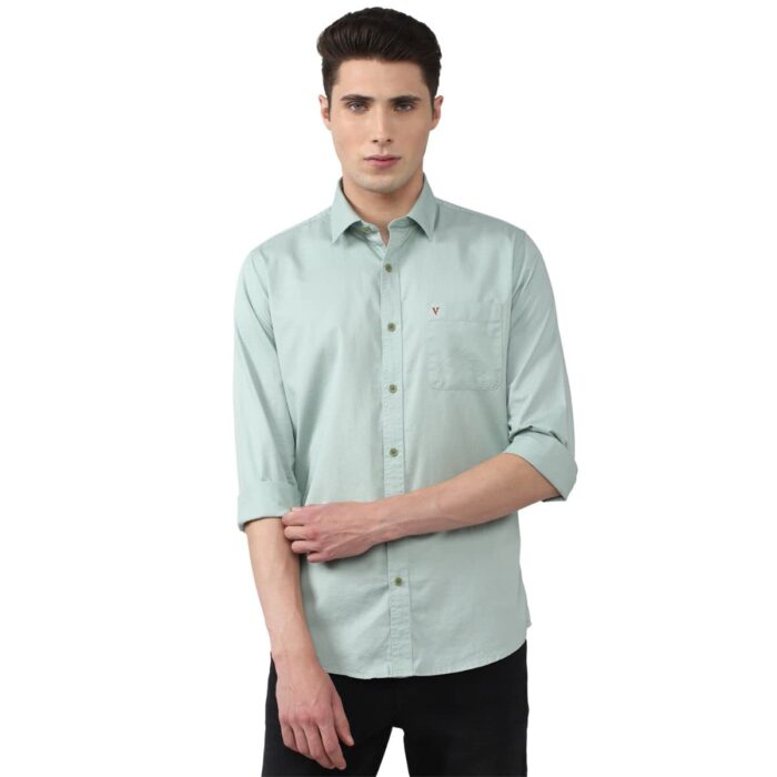 Van Heusen Sport Men's Slim Fit Shirt (VSSFWSLBH54779_Light Green 44)