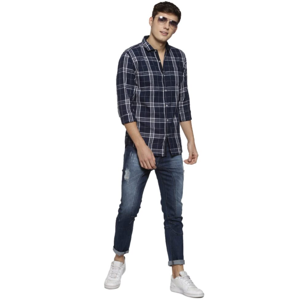 Campus Sutra Men's Denim Pants(SS22AZ_JN_Knees_M_PLN_LBU_36) Blue - Image 5