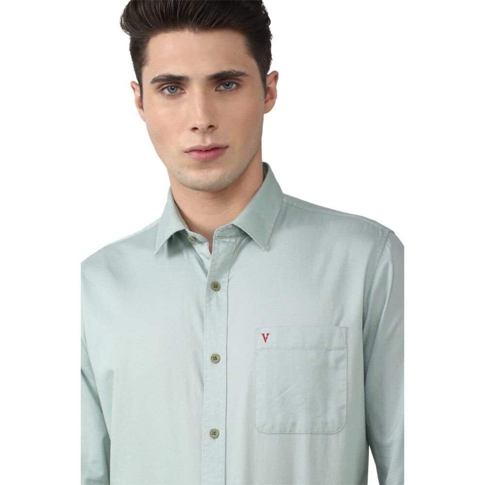 Van Heusen Sport Men's Slim Fit Shirt (VSSFWSLBH54779_Light Green 44) - Image 2