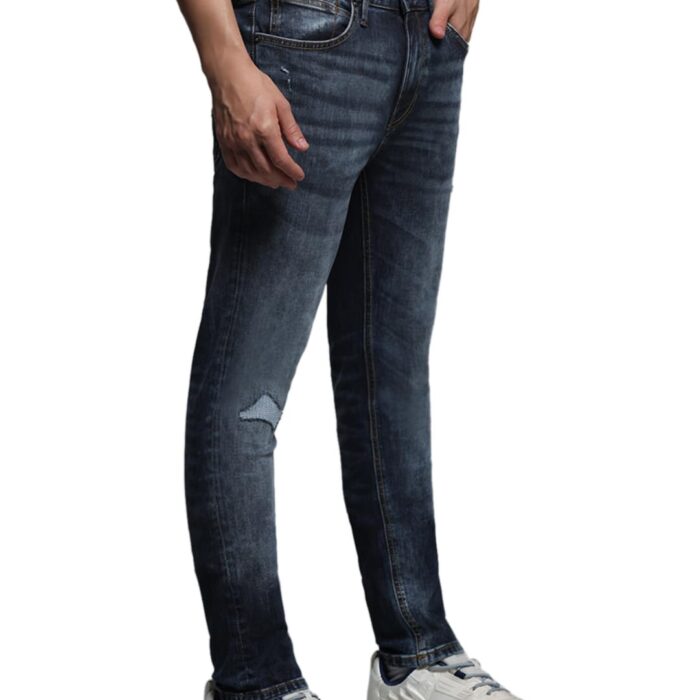 JACK & JONES Men Solid Skinny Fit Low Rise Stretchable Dark Blue Jeans