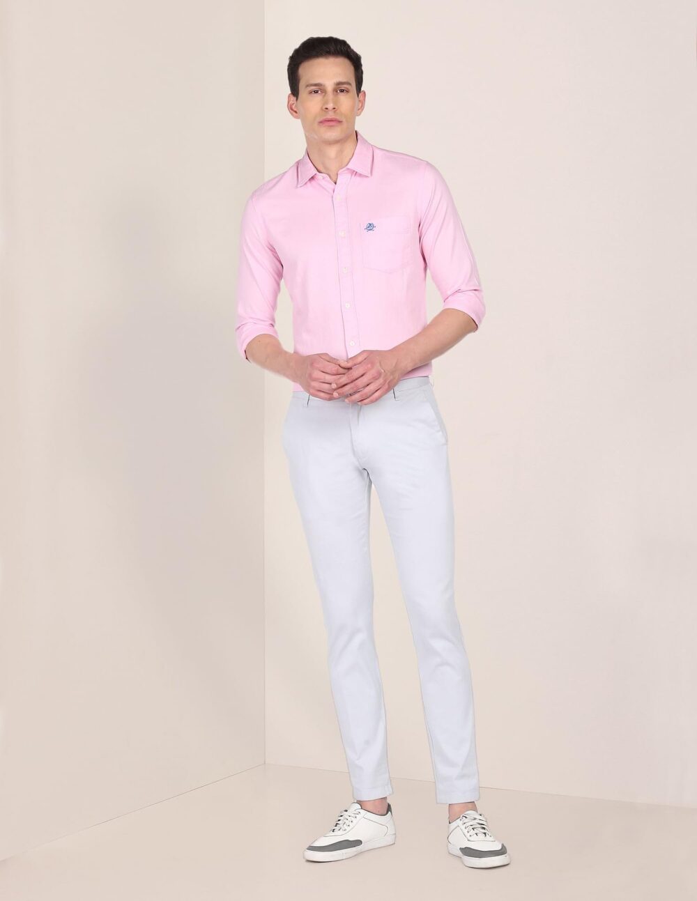 U.S. POLO ASSN. Men's Solid Spread Collar Premium Cotton Dobby Tailored Fit Shirt (USSHTR0017_Pink_M) - Image 6