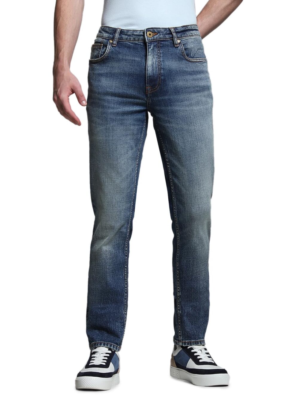 JACK & JONES Men's Slim Fit Low Rise Blue Jeans - Image 7