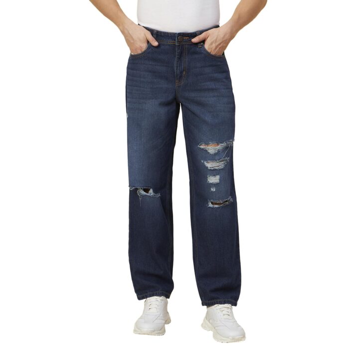 HIGH STAR Men's Regular fit Stretchable Jeans (HSMJNS23009_3_32_Dark Blue | Rise Style: Mid Rise
