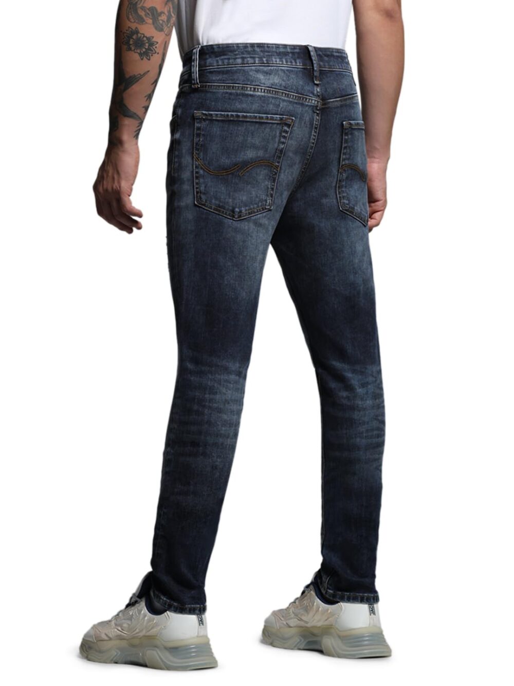 JACK & JONES Men Solid Skinny Fit Low Rise Stretchable Dark Blue Jeans - Image 6