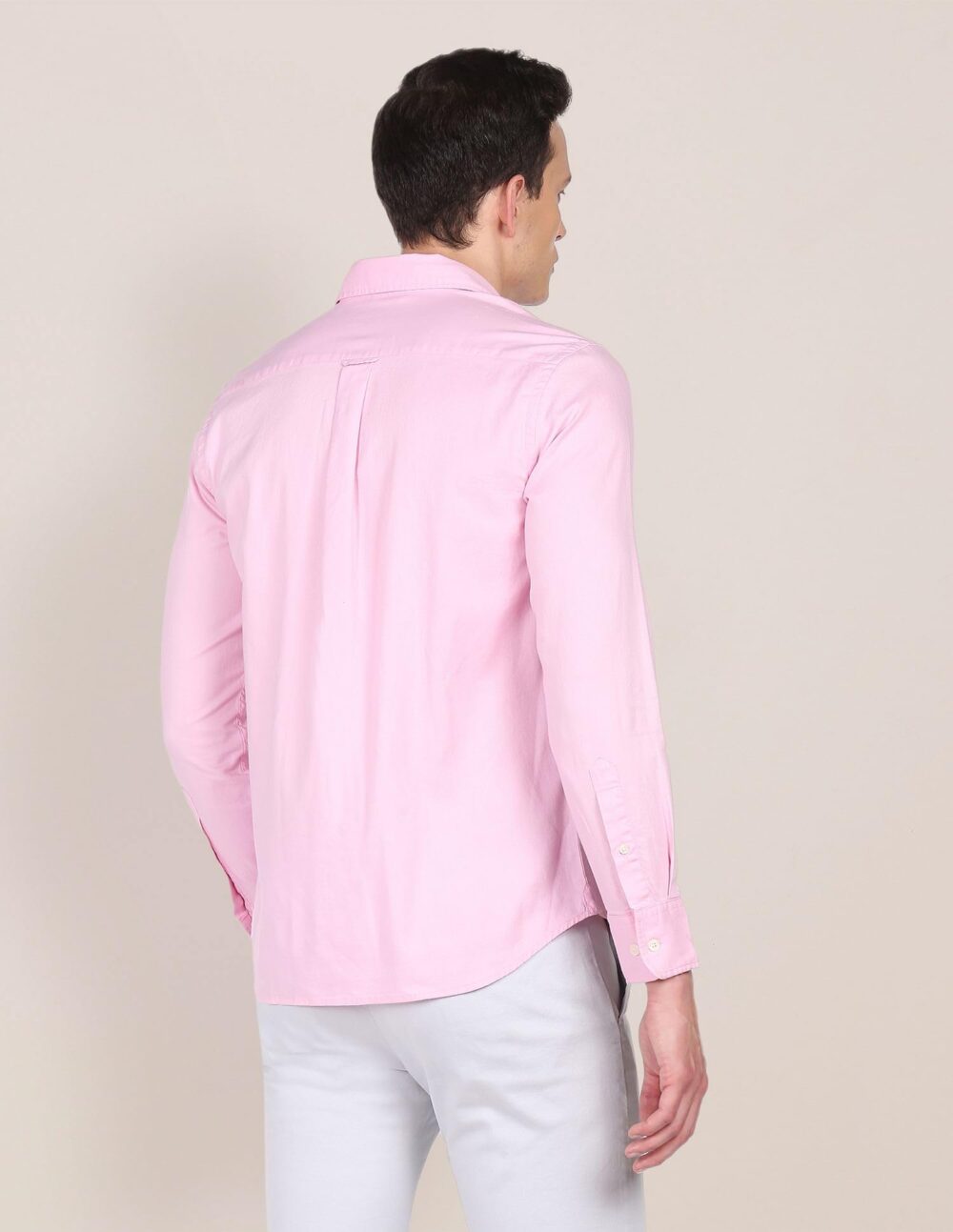 U.S. POLO ASSN. Men's Solid Spread Collar Premium Cotton Dobby Tailored Fit Shirt (USSHTR0017_Pink_M) - Image 3