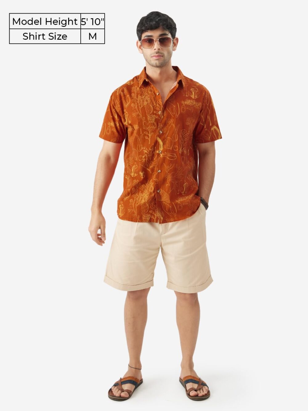 The Souled Store Tropical Beat Men and Boys Short Sleeve Collared Neck Regular Fit Button Down Orange Printed Shirts - Image 6