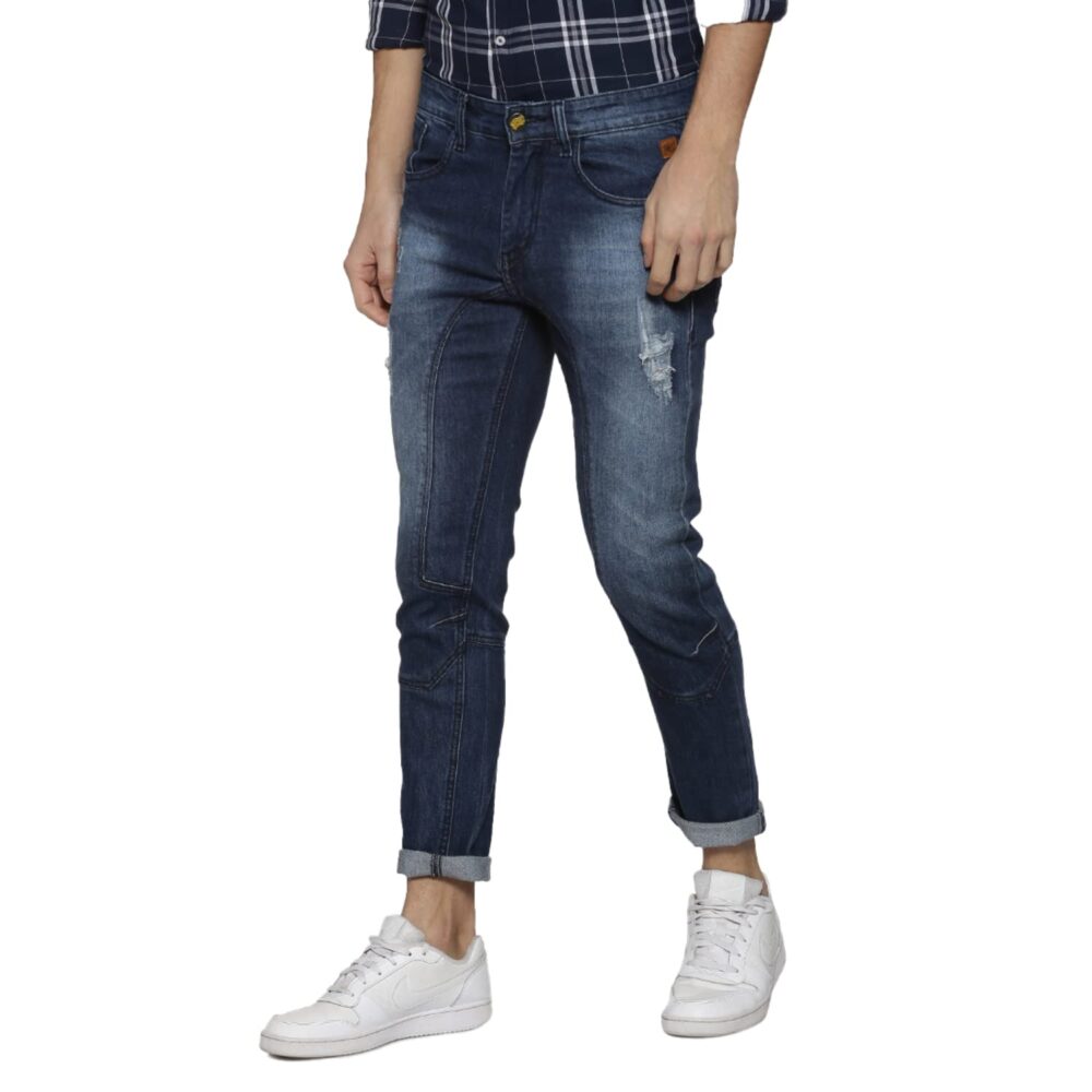 Campus Sutra Men's Denim Pants(SS22AZ_JN_Knees_M_PLN_LBU_36) Blue