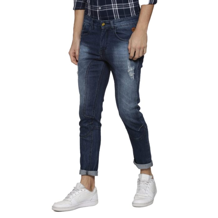 Campus Sutra Men's Denim Pants(SS22AZ_JN_Knees_M_PLN_LBU_36) Blue