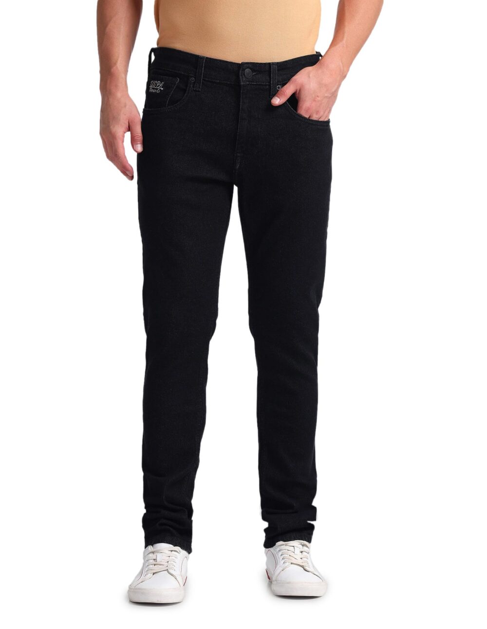 U.S. POLO ASSN. Men's Tapered Mid Rise Jeans (UDJENO1805_Black, 36