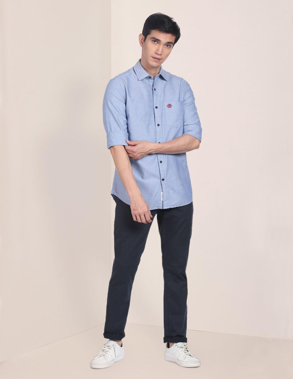 U.S. POLO ASSN. Men's Solid Spread Collar Premium Cotton Oxford Tailored Fit Shirt (USSHTR0027_DK. Blue_S) - Image 6