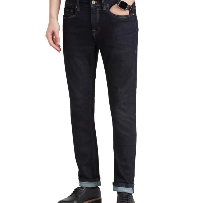 Symbol Premium Men's Slim Fit Selvedge Mid Rise Jeans (Cotton Stretch | Authentic & Crafted) (SP-S24-M-DNM-101_Dark Indigo_30), Blue