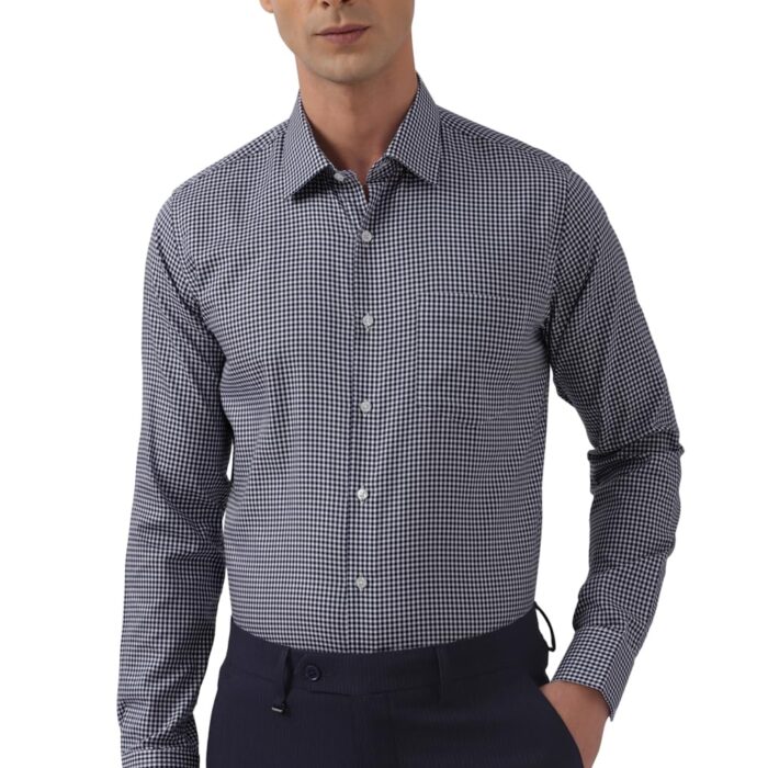 Van Heusen Men's Cotton Slim Fit Shirt (VHSFFSLB293543_Navy 42)