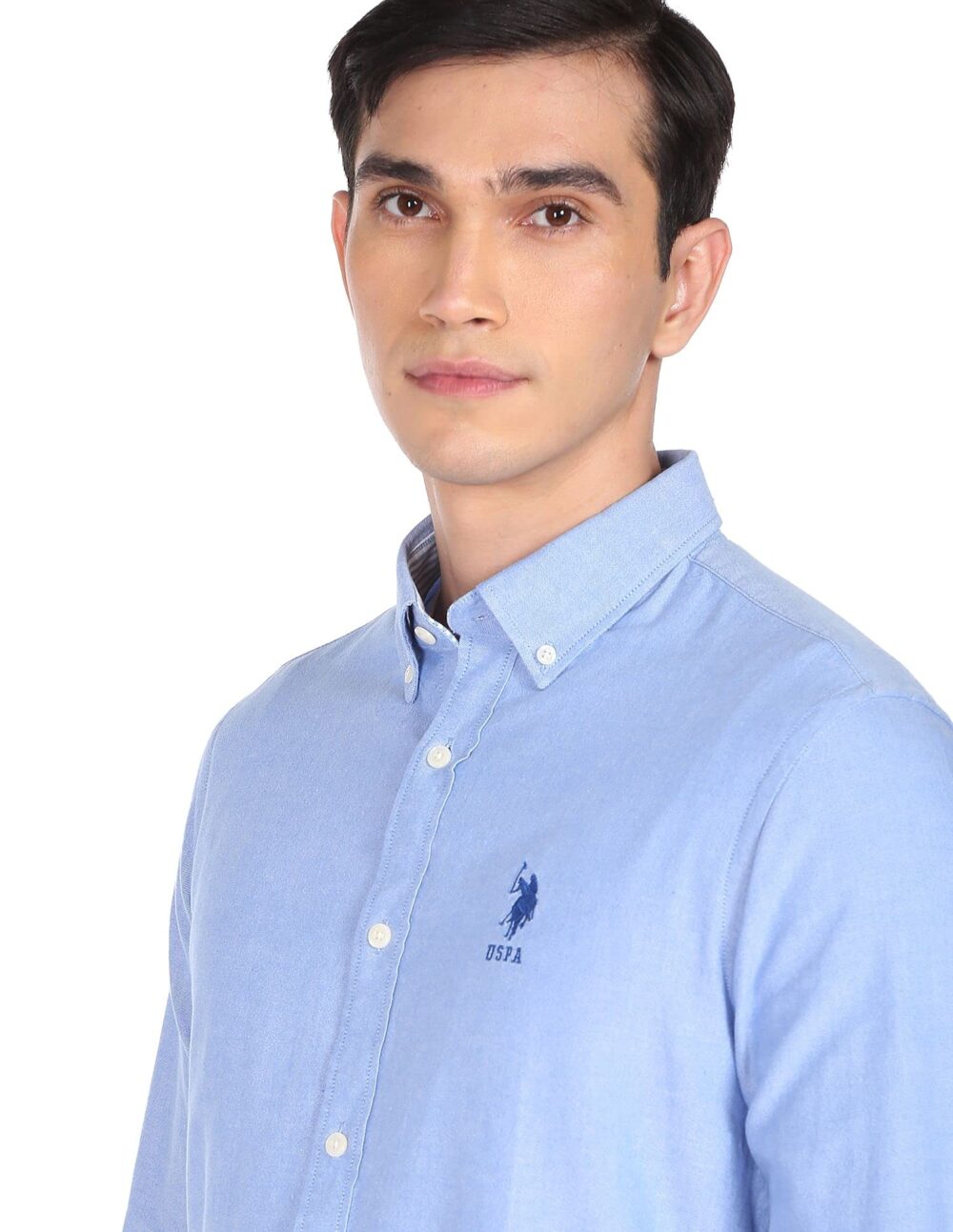 U.S. POLO ASSN. Men's Solid Oxford Tailored Fit Button Down Casual Shirt (USSHTC0065_Blue_M) - Image 2