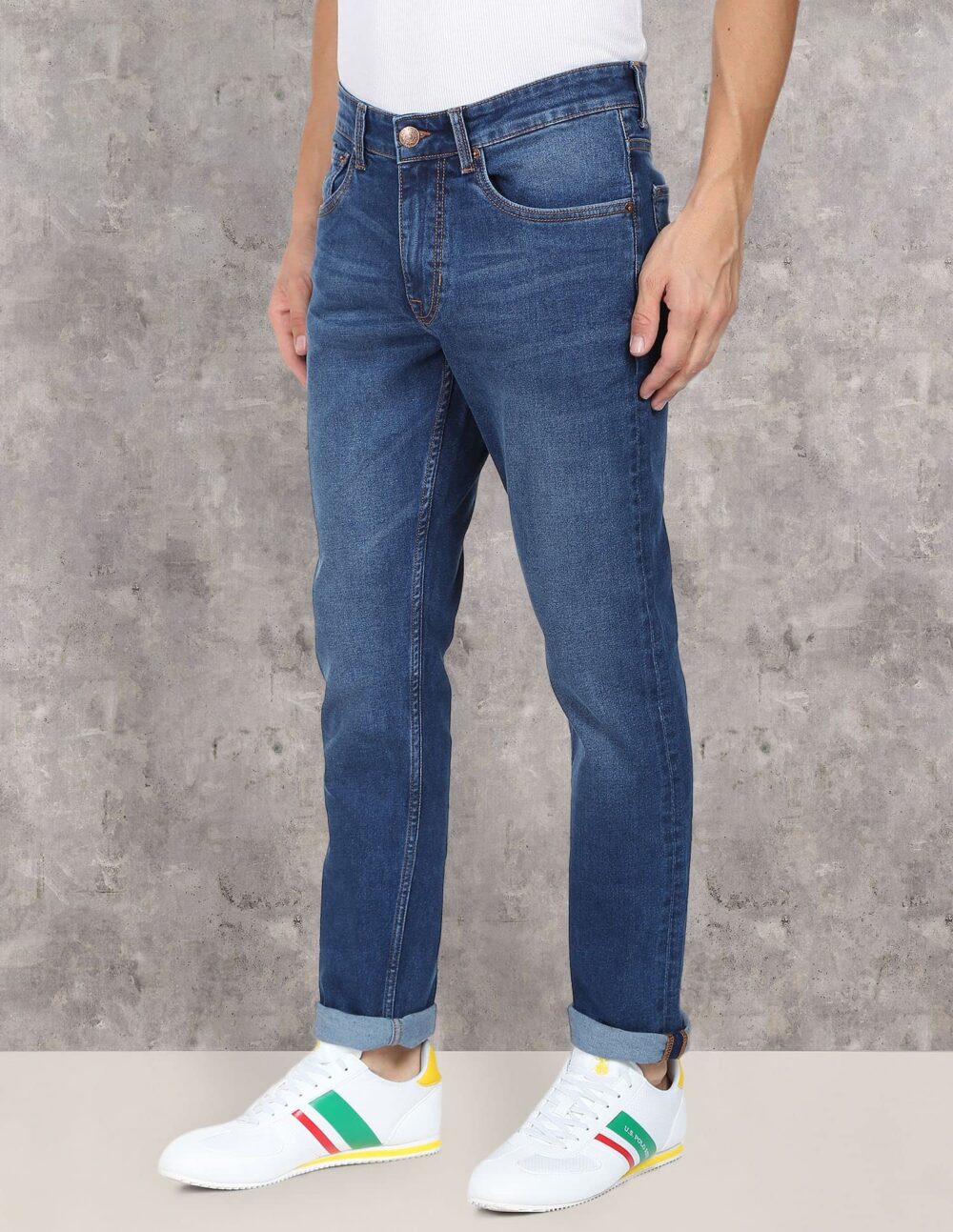 U.S. POLO ASSN. Men's Mid Rise Slim Jeans (UDJENO1012_Blue, 30 - Image 5