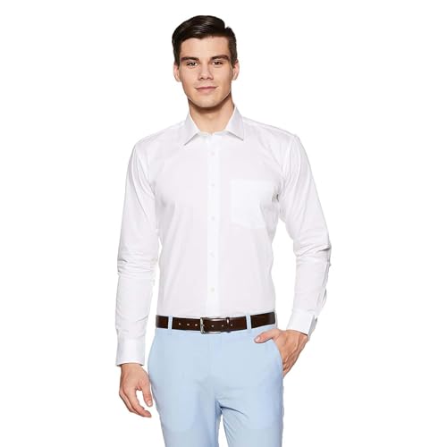 SQS White Color Cotton Blend Spread Collor Slim Fit Shirt for Men