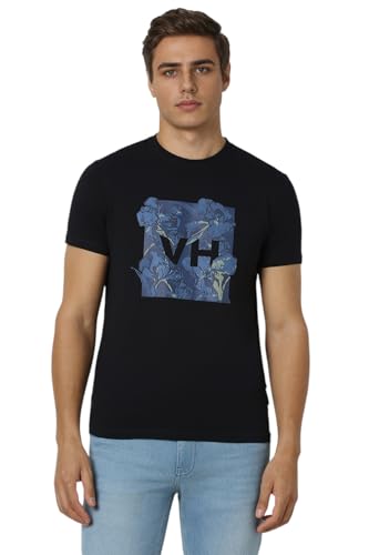 Van Heusen Men's Regular Fit T-Shirt (VDKCERGFA33821_Black