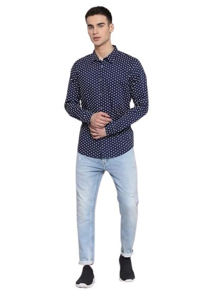 Pepe Jeans Men's Regular Fit Printed Shirts Blue