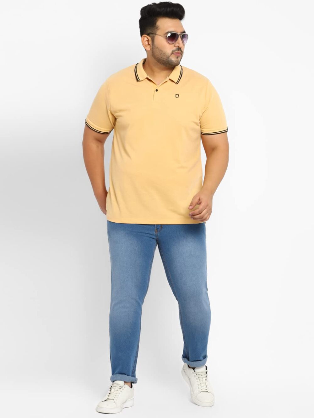 Urbano Plus Men's Light Blue Regular Fit Washed Denim Jeans Stretchable (plusepsrstsproundp-lblue-36) - Image 4