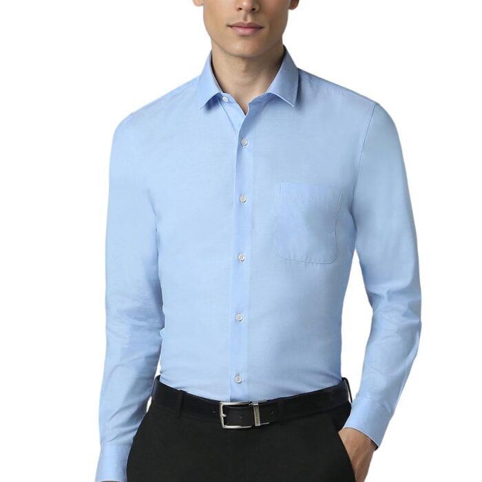 Peter England Men's Slim Fit Shirt (PESFWSLPQ58975_Blue_42