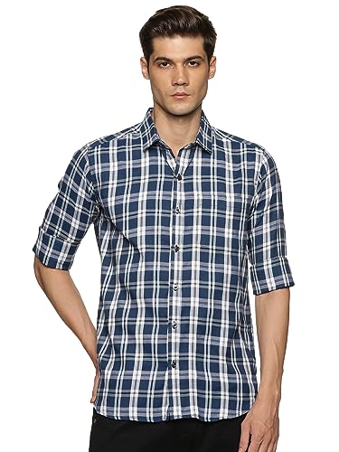 PREX-Evolution Shirt Men's Heavy Twill 100% Cotton Casual Fit Checkered Long Sleeve Shirt (XL, SH187)