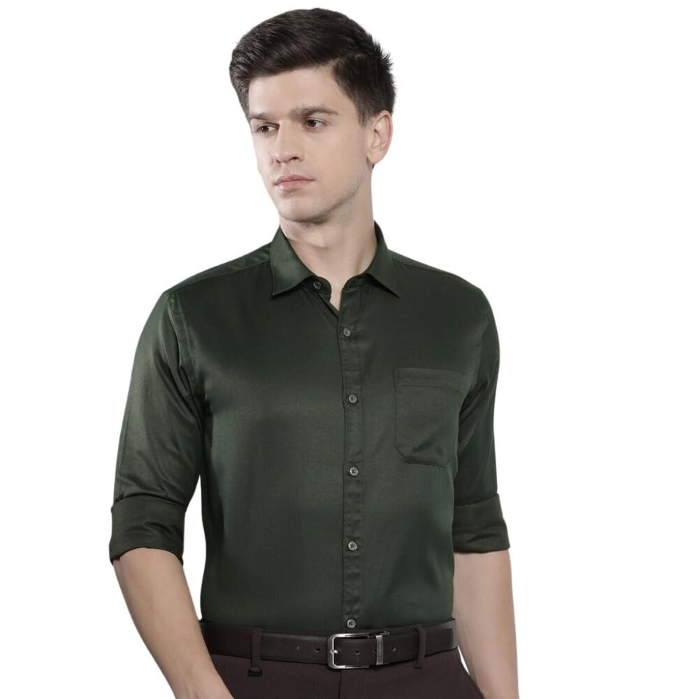 The Indian Garage Co Men's Slim Fit Shirt (0123-SHTWFR-02-04_Olive M)