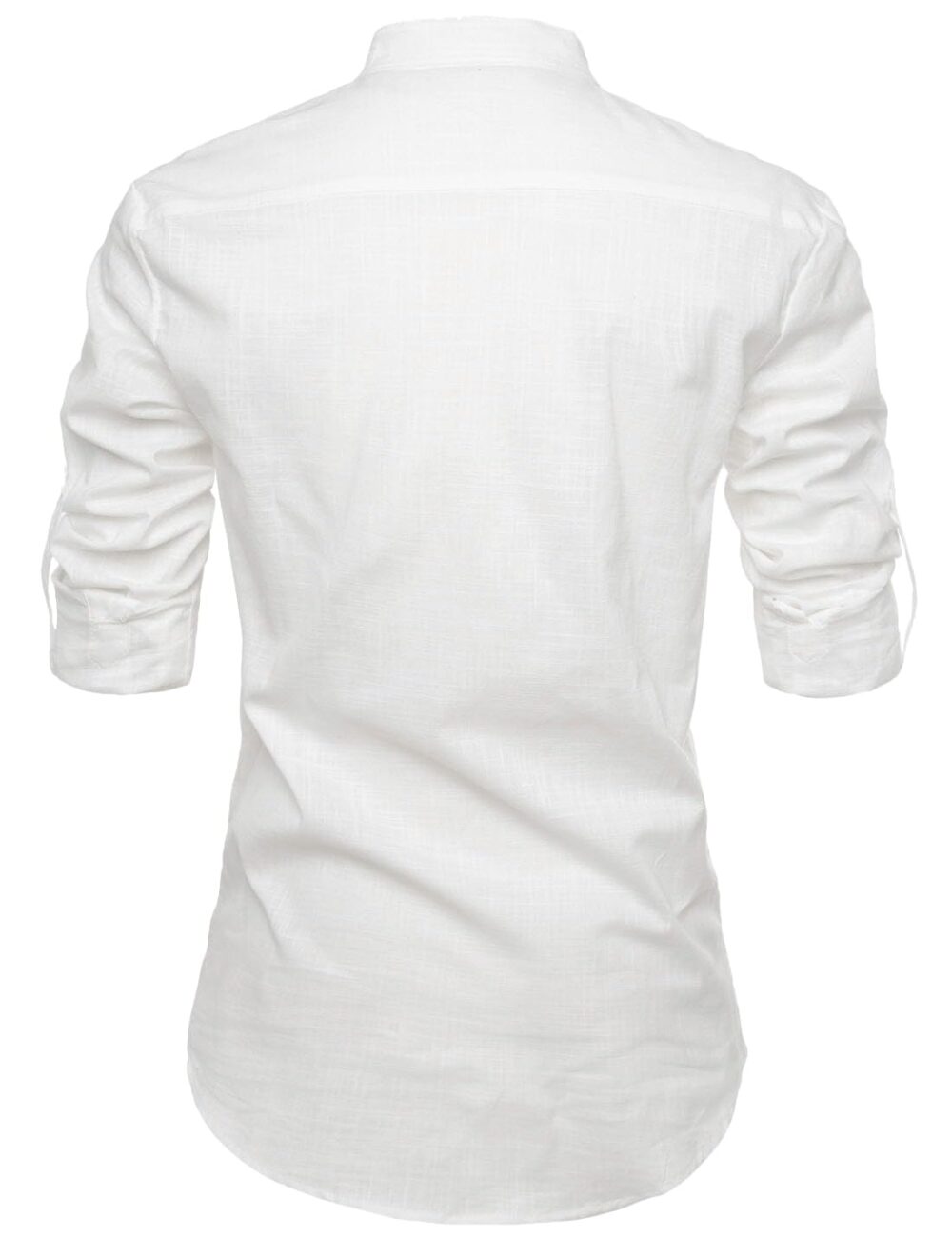 Vida Loca Full Sleeve Mandarin Collor Cotton Casual Slim Fit Shirt for Men's (White, 38) - Image 8