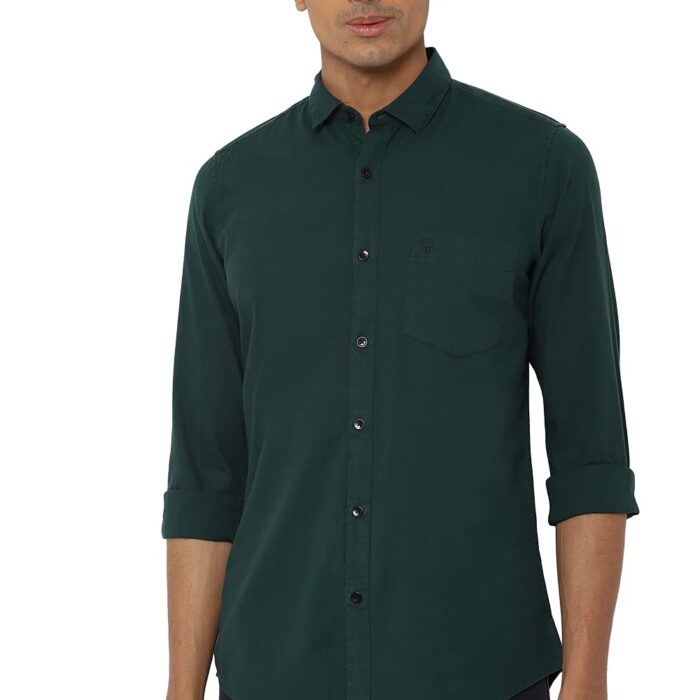 Allen Solly Men's Solid Slim Fit Shirt (ASSFWMOF764302_Green 44)