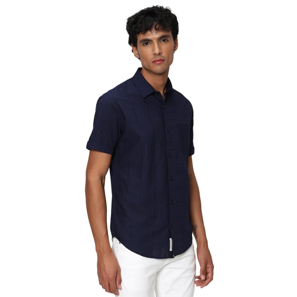 Mufti Mens Navy Slim Fit Shirt - Image 4