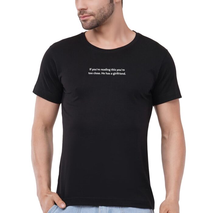 Caseria Men's Cotton Graphic Printed Half Sleeve T-Shirt - Reading Girlfriend (Black, MD)