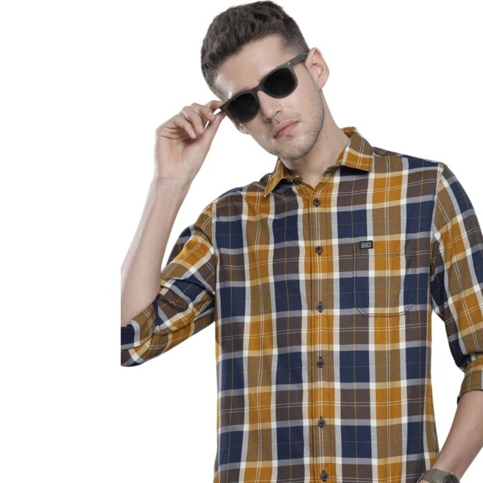 The Indian Garage Co Men's Slim Fit Shirt (0123-SHYDCH-02-03_Navy S)
